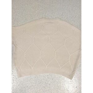 Grey Bandit Ivory Cable Knit Oversized Crewneck Sweater Cream Diamond Knit XS